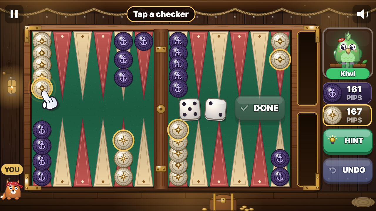 Backgammon: In play