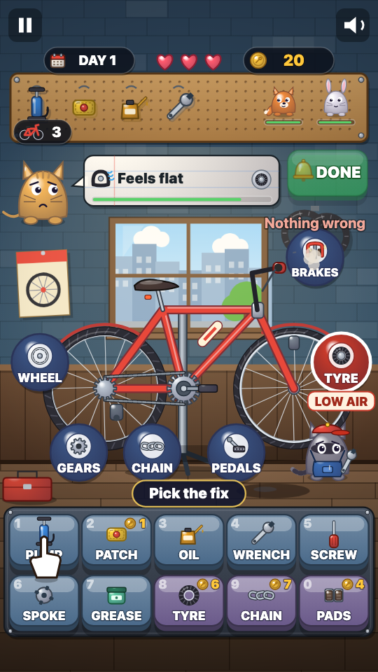 Fietsenmaker: Tijdens het spel