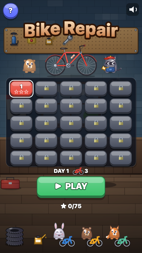 Fietsenmaker: Kies een level