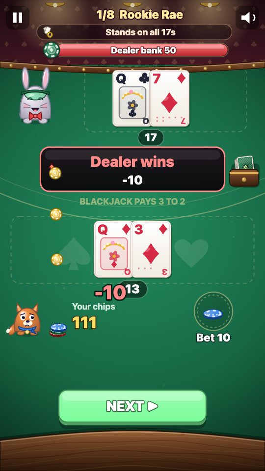 Blackjack Run: In play