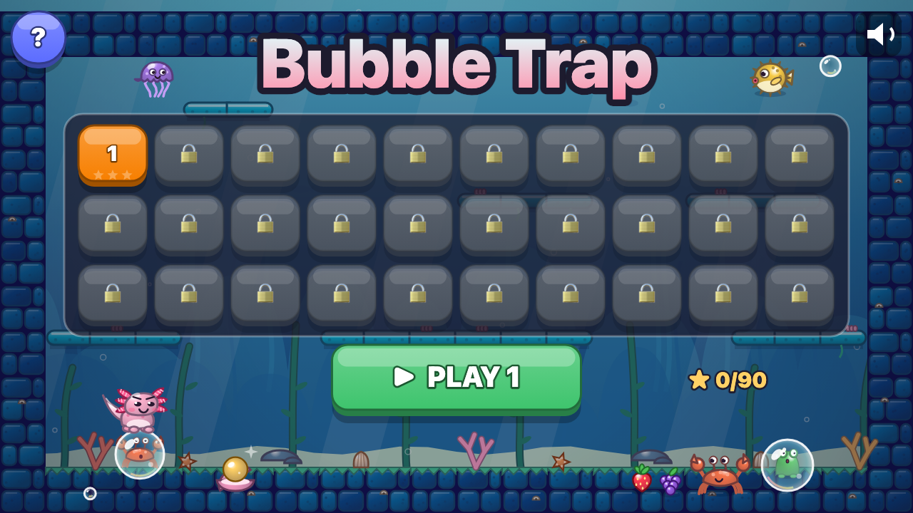 Bubbelval: Kies een level