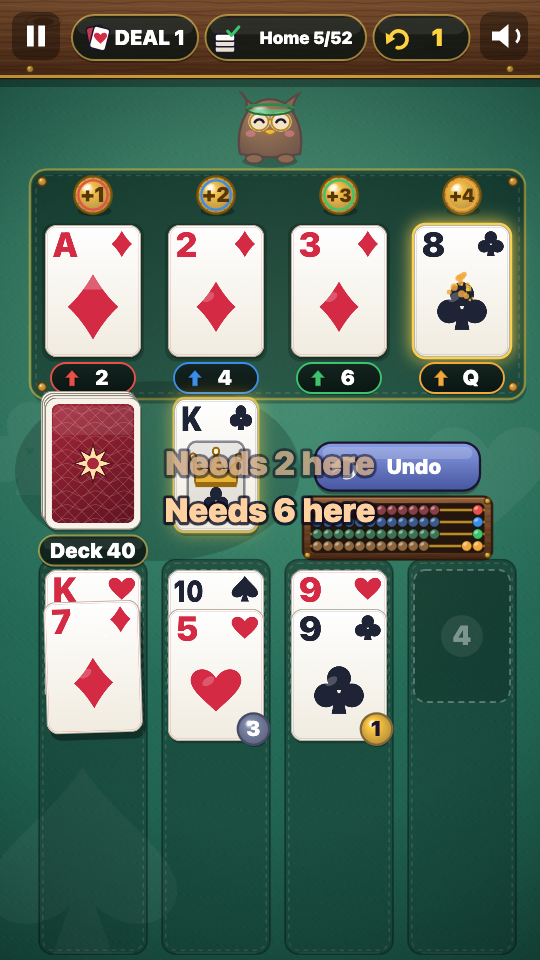 Calc Solitaire: In play