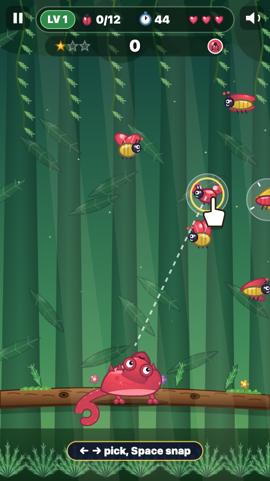 Kameleontong: Tijdens het spel