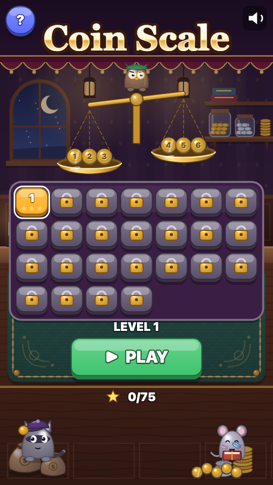 Timbangan Koin: Pilih level