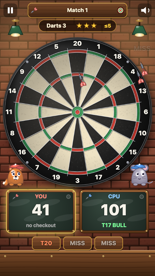 Darts 501: In play
