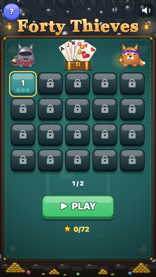Forty Thieves: Choose a level