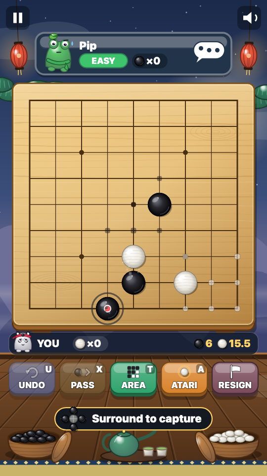 Go 9x9: Im Spiel