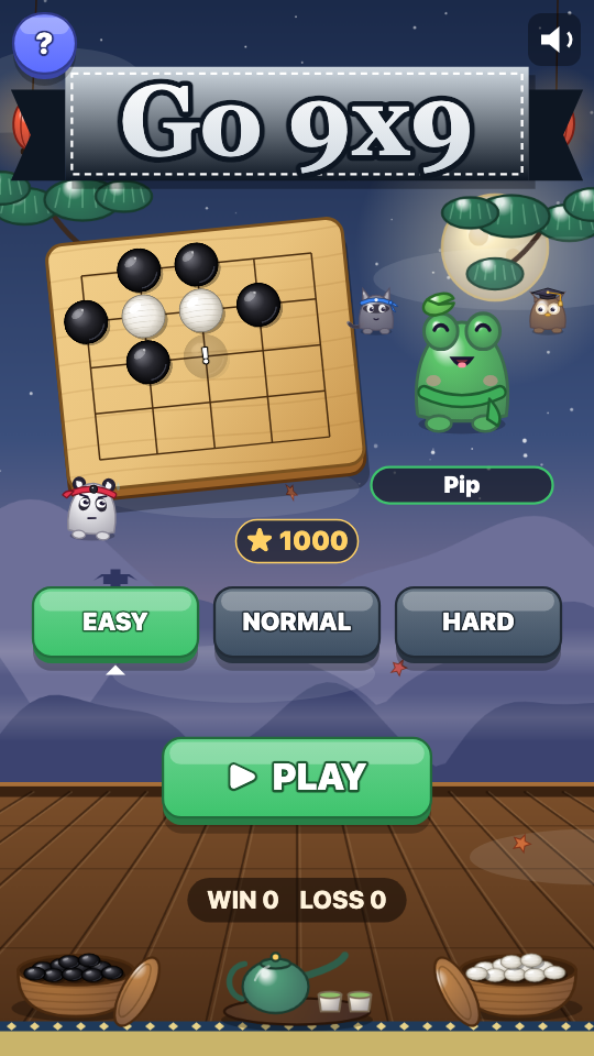 Go 9x9: Level wählen