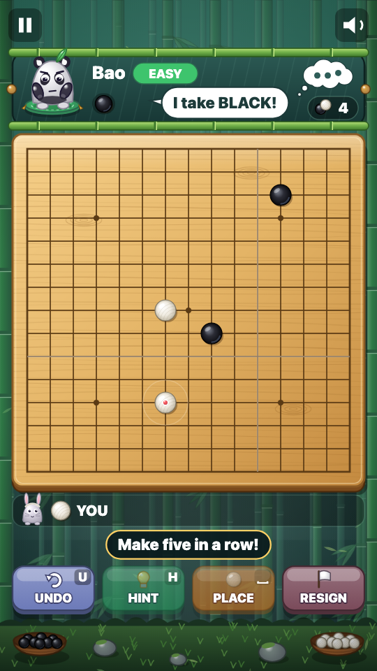 Gomoku: In play