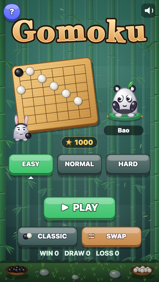 Gomoku: Choose a level