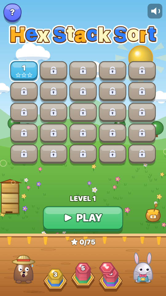 Tumpuk Heksa: Pilih level