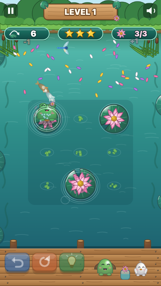Seerosen-Sprung: Im Spiel