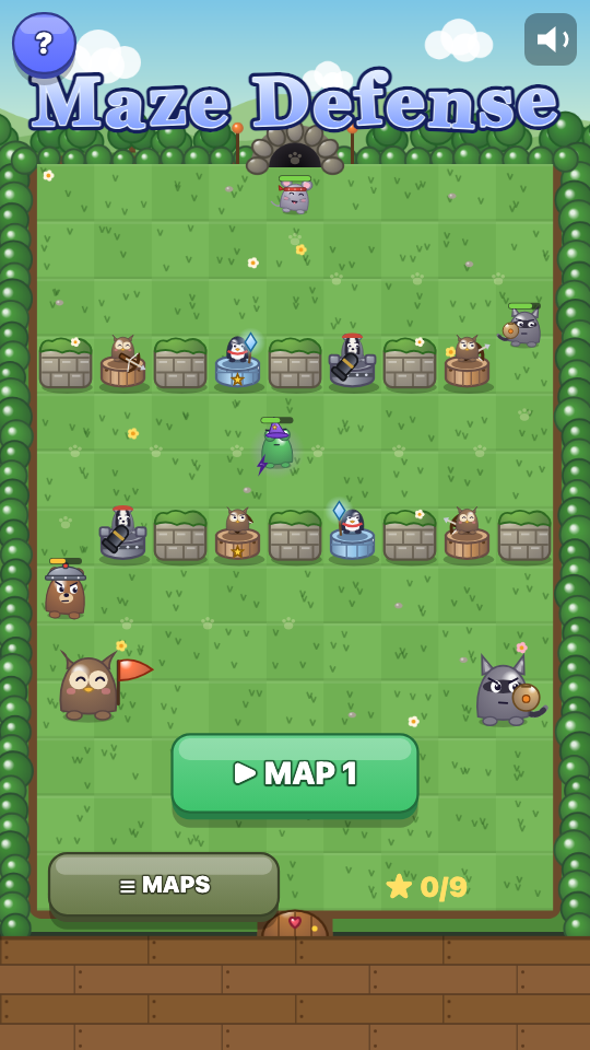 Maze Defense: Choose a level