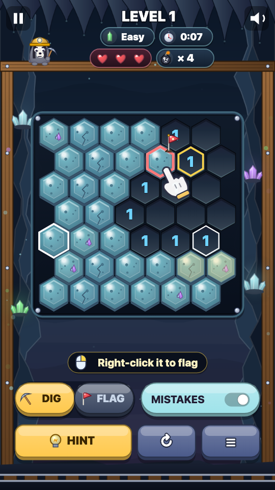 Mine Hex: En jeu