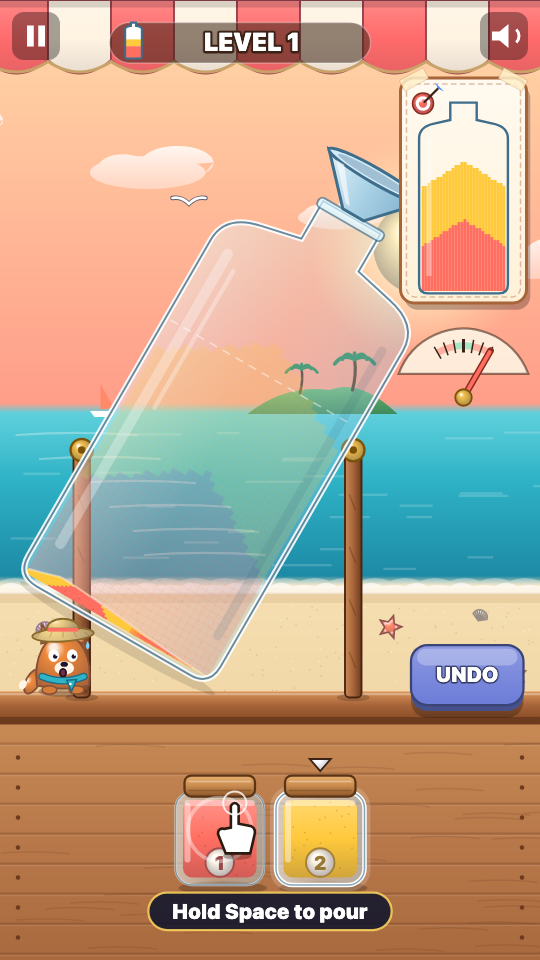 Zandfles: Tijdens het spel