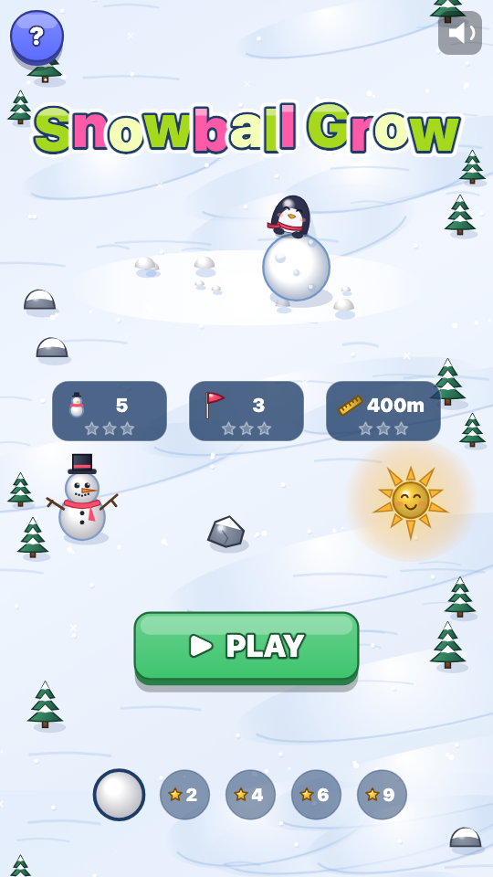 Schneeball-Rollen: Level wählen