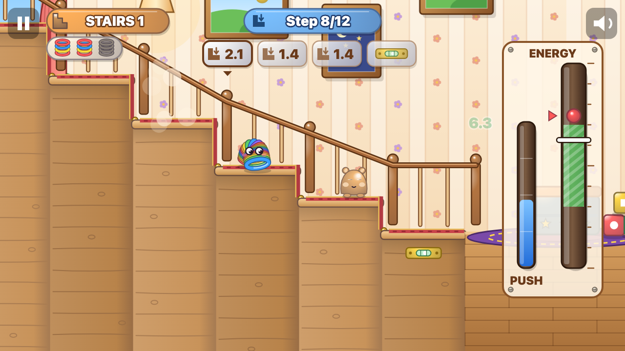 Federtreppe: Im Spiel