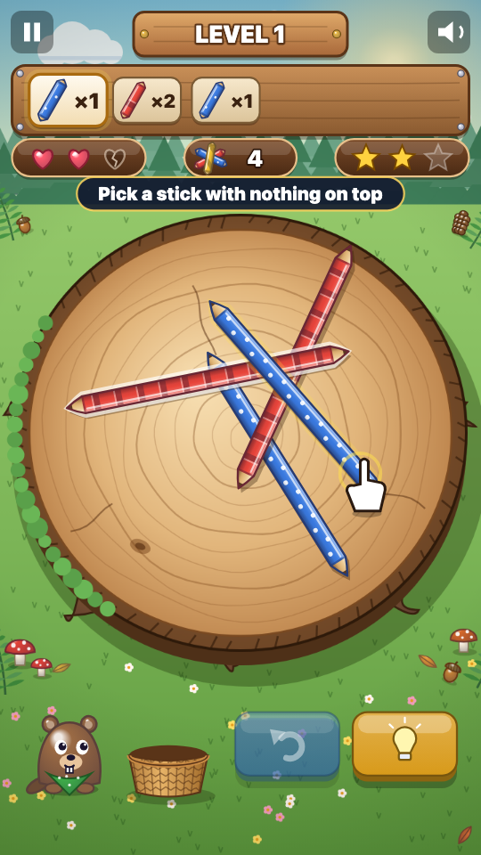 Stokjesstapel: Tijdens het spel