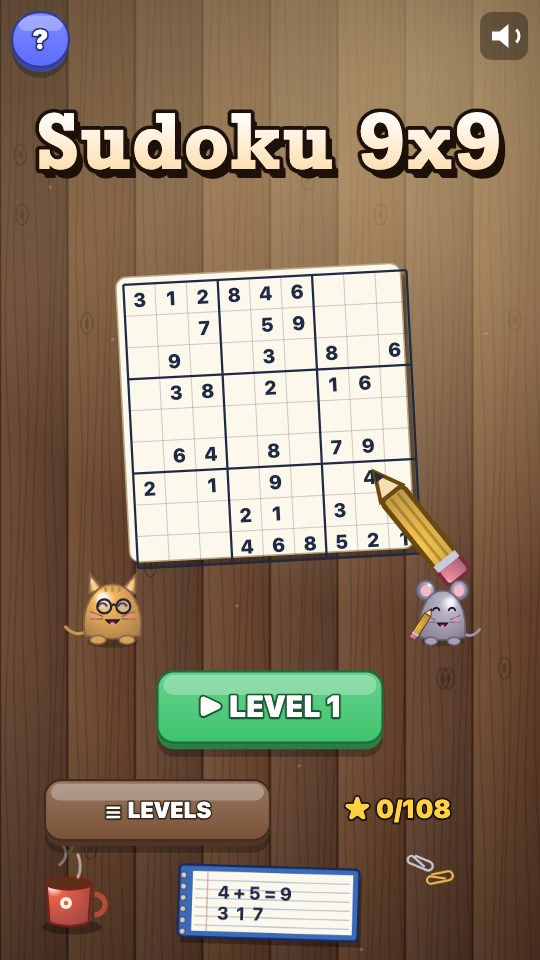 Sudoku 9x9: Kies een level
