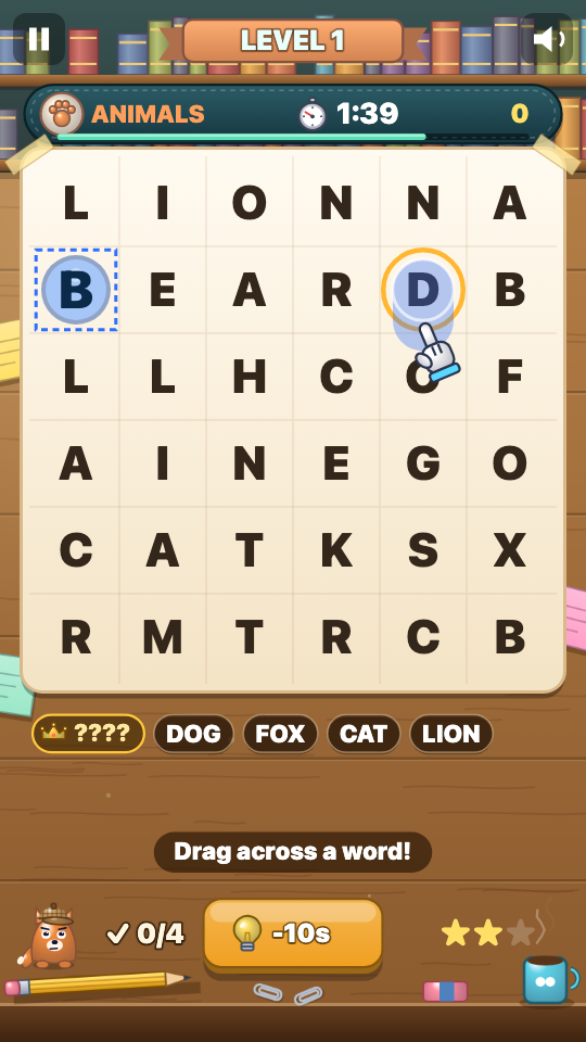 Word Hunt: In play